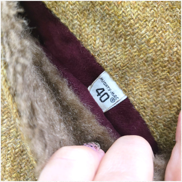 Vintage 50s Mustard Brown Mighty-Mac Fisherman Wool Coat Fur Collar Size 40 USA - Picture 11 of 16